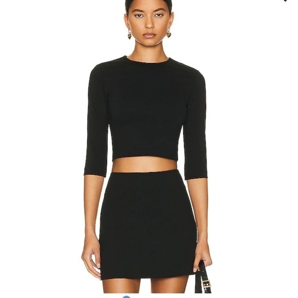Helsa Tops - Helsa Eco Roma Ponte Crop Shirt black